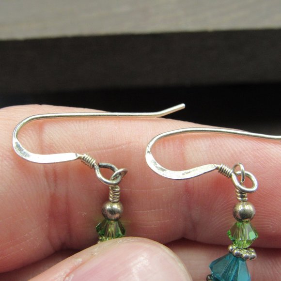 Sterling Silver Unique Glass & Crystal Earrings - Picture 3 of 5